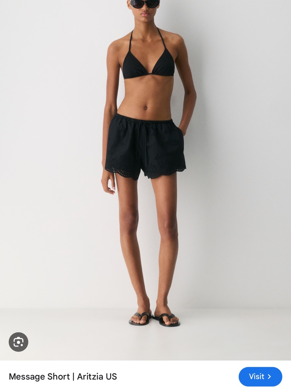 Aritzia Black message Eyelet Drawstring Beach Shorts little moon